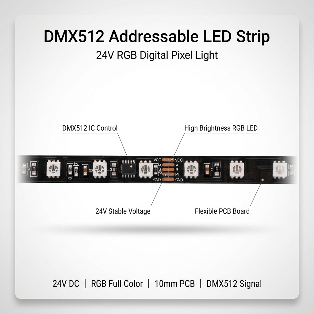 IP20 IP65 IP67 DMX512 Control 24V RGBW Digital Pixel LED Strip with 60 LEDs Per Meter and 10mm Flexible PCB LED Light Strips
