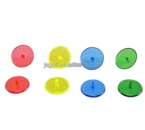 24mm clear fluorescent asserted colors plastic golf ball marker with customized logo printing on top