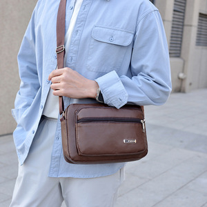 Men's Crossbody Bag Small Square Multi Compartment Fashionable Everyday Use Brown Black Yellowish Brown Solid Color - Product Image 4