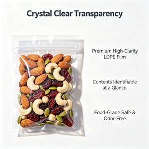Sac en plastique refermable transparent avec fermeture éclair, LDPE, pour le stockage des aliments, emballage pour les collations, les fruits, utilisation en cuisine - Product Image 5