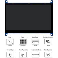 HD-MI giriş LCD ekran 7 inç 1024*600 TFT LCD ekran RGB TFT IPS 7 inç LCD ekran ahududu Pi dokunmatik ekran HD-MI kurulu