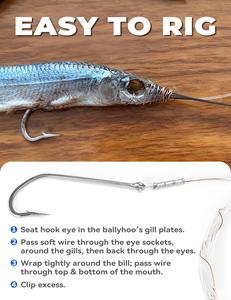 Ballyhoo Rig avec fil souple et leader mono <span class=keywords><strong>ou</strong></span> fluorocarbone <span class=keywords><strong>de</strong></span> 12 pieds pour la pêche à la traîne en mer - Product Image 2