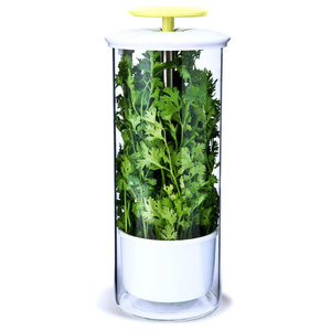 Contenedor de Hierbas de Vidrio Transpirable, Alto, con Ranuras de Ventilación, para Mantener las Hierbas Frescas, Organizador para Refrigerador de Cocina, Libre de BPA - Product Image 1
