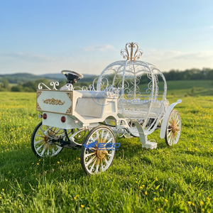 Carruaje de Caballos Blanco Clásico de Lujo para Bodas, Tipo Cenicienta, Transporte Especial de Alta Calidad - Product Image 1