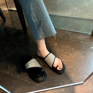 Sandalias de verano 2026 casuales con punta cuadrada para mujer, de cuero genuino con empalmes de paja tejida, tipo mule. - Product Image 2