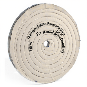 Disques de polissage en coton matelassé Fervi 150 mm pour le detailing automobile - Product Image 2