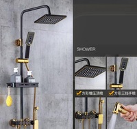 Système de douche de salle de bain Robinets de douche carrés en acier inoxydable Noir Or Chaud Froid Robinet de salle de bain Ensemble de douche thermostatique