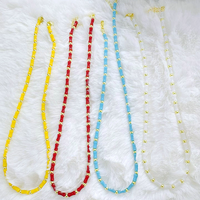 Collier en perles acryliques multicolores CH-LAN2151, collier en perles de bambou colorées en plastique, collier réglable, bijoux en gros