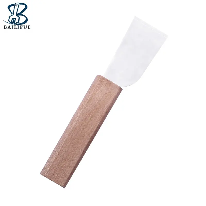 DIY Leather Tools Stainless Steel Leather Cutting Knife Wooden Handle Leather Skiving Knife