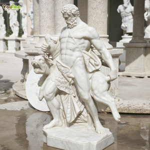 Estatua de Mármol de Hércules Suprimiendo a Cerberus, Tamaño Personalizado, Escultura de Arte Clásico Occidental para Decoración de Villas - Product Image 1