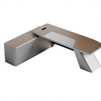 FYA02-28 Mesa de Computadora Contemporánea de Melamina, Muebles de Oficina para CEO, Escritorio Gerencial en Forma de L Gris, Estación de Trabajo Corporativa de Alta Gama