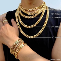 Bijoux hip hop en gros collier en acier inoxydable chaîne cubaine dorée pour homme