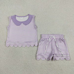 Ensemble d'été pour bébés filles : Haut à manches courtes imprimé avec nœuds et short festonné – Vêtements pour enfants en gros - Product Image 2