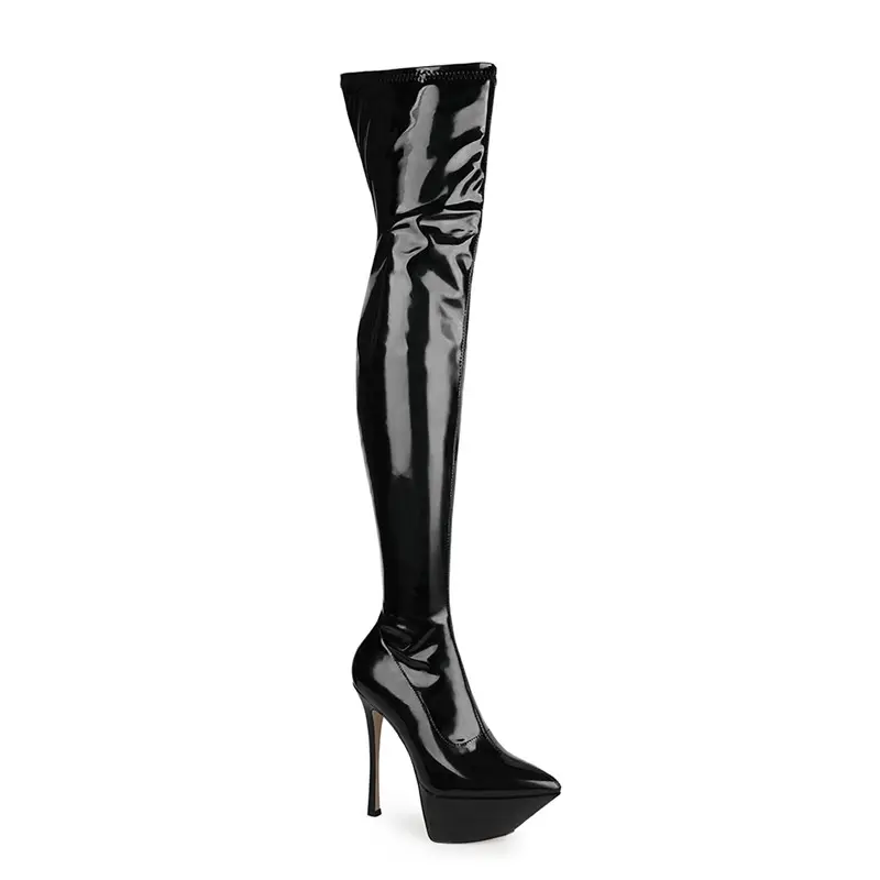 Botas Altas 2022 Luxury Designer Ladies Long Boots Over The Knee Platform Shoes Pointy Toe Stiletto Thigh High Boots For Women