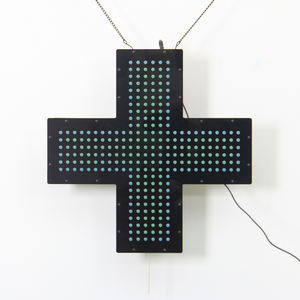 Grande taille 48x48cm intérieur acrylique LED croix panneau de signalisation <span class=keywords><strong>pharmacie</strong></span> boutique fenêtre clignotant vert LED croix affichage - Product Image 3