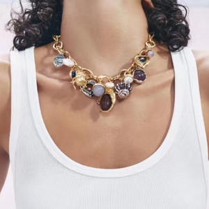 قلادة معدنية من حجر الراين مصنوعة من سبيكة ملونة للنساء ، مجوهرات نسائية متعددة القلوب - Product Image 2