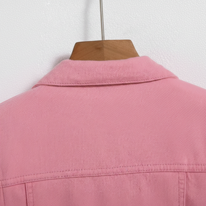 Chaquetas de mezclilla de gran tamaño rosa para hombres con Personalización completa Chaqueta de mezclilla de hombre de estilo deportivo personalizado para uso al aire libre - Product Image 1