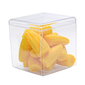 Caja de plástico PS cuadrada transparente con tapa de hebilla interior, 300 ml, apta para alimentos, para envasado de confitería y alimentos secos - Product Image 1