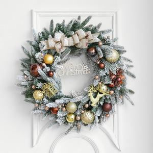 Couronne de Noël artificielle floquée en gros, grande, effet neige, en pin <span class=keywords><strong>et</strong></span> <span class=keywords><strong>sapin</strong></span>, pour la décoration des hôtels <span class=keywords><strong>et</strong></span> centres commerciaux - Product Image 2