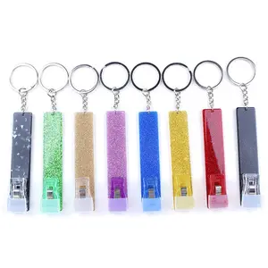 Custom Fashion Cheap Acrylic Card Puller Credit Card Grabber Keychain For Long Nails With Pom Key Chain