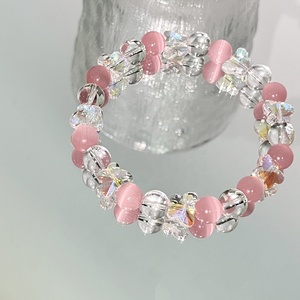 8Mm Dễ Thương Màu Hồng Mèo Của Mắt Đá Trang Sức Vòng Đeo Tay Pha Lê Lấp Lánh Bướm Vòng Đeo Tay Cho Phụ Nữ - Product Image 4