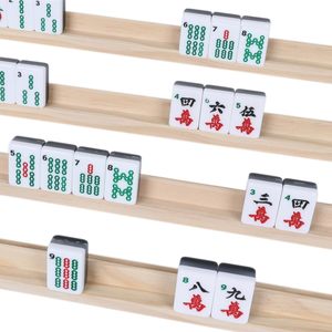 Juego de 4 bandejas/soportes/estuches de madera rústica para fichas de Mahjong, diseño nuevo, con grabado y detalles hechos a mano, venta al por mayor - Product Image 4