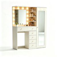 Ensemble de table de maquillage de luxe écologique avec miroir éclairé, 13 tiroirs, bureau de coiffure moderne, meubles de chambre à coucher
