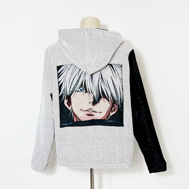 Tapisserie personnalisée tissée Anime Patchwork sweat à capuche grande taille dessin animé pull vêtements tapisserie vêtements jeter couverture Hip Hop chemises.