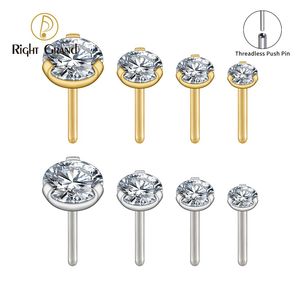 Round Prong Set Cz Piercing Top Push Pin Labret <strong>Stud</strong> ASTM F136 <strong>Titanium</strong> Threadless 18G Earring Helix Cartilage Lip Jewelry - Product Image 6
