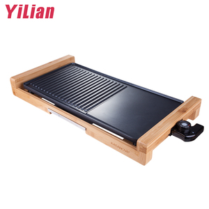 Corps en bambou barbecue machine ménage intérieur <span class=keywords><strong>4</strong></span>-personne sans fumée de cuisson barbecue plat antiadhésif électrique <span class=keywords><strong>appareil</strong></span> à <span class=keywords><strong>raclette</strong></span> - Product Image 2