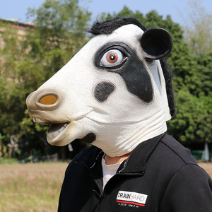 Máscara de Vaca Talla Única, Diseño Geométrico de Dibujos Animados, Accesorio para Fiesta de Halloween, Disfraz de Cosplay - Product Image 2