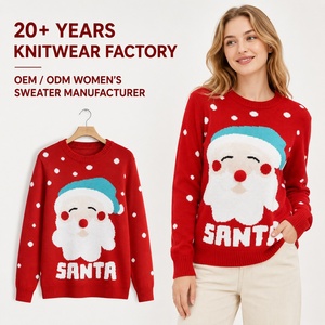 Pulls <span class=keywords><strong>de</strong></span> Noël pour femmes OEM, pulls <span class=keywords><strong>de</strong></span> Noël unisexes pour la famille, pulls <span class=keywords><strong>de</strong></span> Noël en tricot mignons avec motif Père Noël, personnalisés - Product Image 1