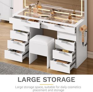 Bedroom Classic <strong>Dressing</strong> <strong>Table</strong> <strong>with</strong> LED <strong>Mirror</strong> Modern Standing Vanity <strong>Dressing</strong> <strong>Table</strong> <strong>with</strong> <strong>Lights</strong> for Bedroom and Apartment Use - Product Image 3