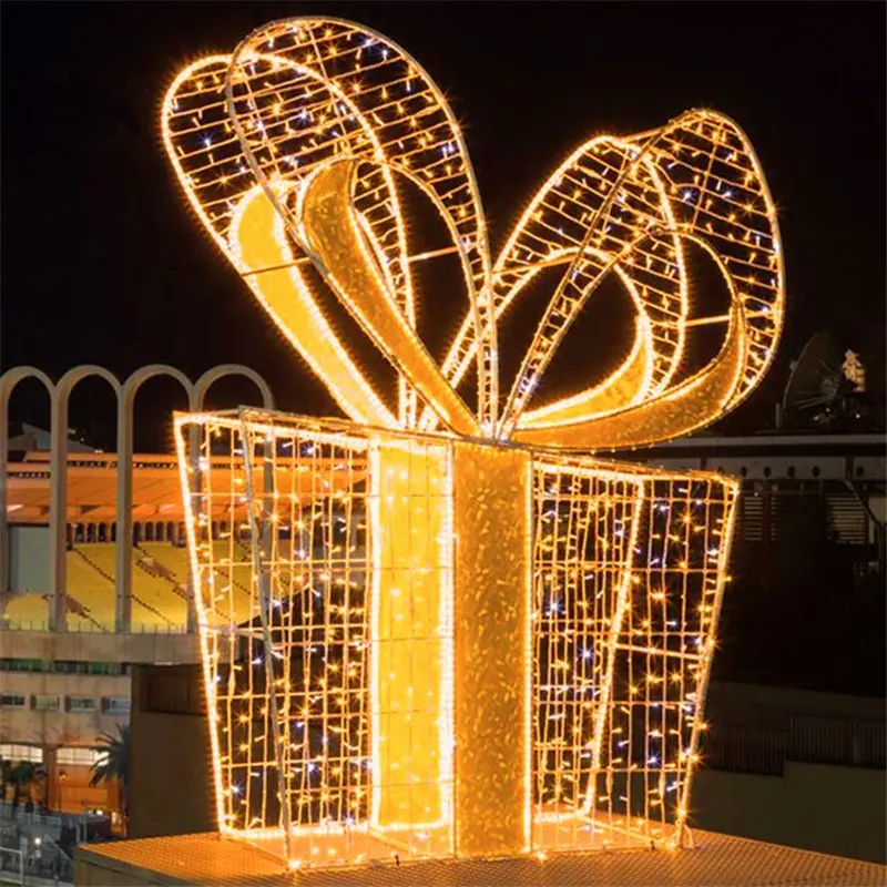 Iluminación LED de Navidad para exteriores, caja de regalo personalizada, decoración navideña