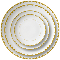 Assiettes de Mariage en Porcelaine Fine de Luxe Nordique, 16 Pièces, Grade A, Lot en Gros, Services de Table Doré de Dubaï pour Dîner Raffiné