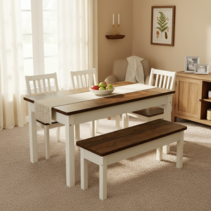 Juego de Comedor Tribesigns de 3 Piezas con 2 Bancos, Mesa de Estilo Rústico de 55 Pulgadas para 4-6 Personas, Comedor Compacto para Espacios Pequeños, <span class=keywords><strong>Color</strong></span> Marrón - Product Image 4