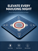 Tapis de jeu de Mahjong personnalisé imprimé, 4 joueurs, carré, antidérapant, réduction du bruit, housse de table en néoprène pour Mahjong, poker, jeux de société