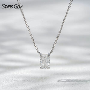 Collar de Diamantes Cultivados en Laboratorio StarsGem, Oro Sólido de 10K, 0.57ct, Corte Radiante, Color E, Chapado en Rodio, Joyería Clásica Unisex - Product Image 1