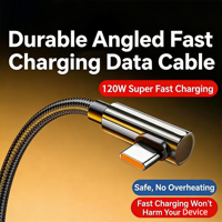 Kabel Data Tipe C Berkualitas Tinggi 90 Derajat Bentuk L, Kecepatan Tinggi Sinkronisasi 480Mbps Dengan Inti Tembaga Berlapis Timah untuk Perangkat Seluler