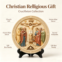 Plaque de crucifixion Golgotha en résine personnalisée, crucifix 3D en relief, croix de Jésus INRI, cadeau religieux catholique pour l'église, 2026