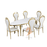 Ensemble de table et chaises en acier inoxydable couleur or pour mariage