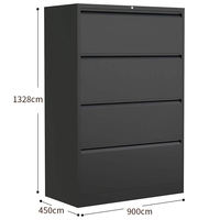 Armoire de classement latérale à 4 tiroirs avec serrure, armoires de classement en métal pour le bureau à domicile, armoire de rangement en acier pour lettres/format légal/A4