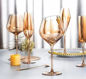 Хрустальная стеклянная посуда ручной работы, янтарный бокал для вина, оптовая продажа