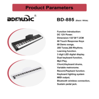 BD MUSIC BD-885D 88-Key Wood MIDI Electronic Keyboard Touch-Sensitive Keys 200 Tones Built-In Speaker-Digital Organ