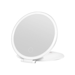 Espejo de Maquillaje Portátil Plegable con Marco Redondo de Plástico y Luz LED, Espejo de Vanidad de Sobremesa para Uso Doméstico y Regalo de Belleza - Product Image 5