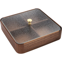 Boîte de rangement en bois pour bonbons et aliments avec couvercle, étanche, écologique, plateau à compartiments ronds et carrés, décoration d'intérieur, vente en gros