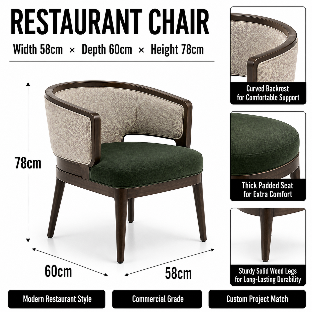 Chaise de restaurant sur mesure