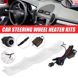 Kit Chauffant Universel pour Volant de Voiture en Tissu Floqué Hiver, Coussin Chauffant Auto 60x9cm avec Interrupteur Rotatif 6 Positions - Product Image 1