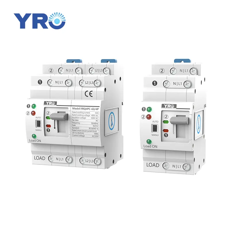 YRO Dual Power Transfer Switch Change Over Switch Device 2P 63A Ats panel double power automatic transfer switch single phase