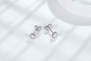 Boucles d'oreilles en argent plaqué rhodium à 6 griffes avec moissanite D VVS de 5 mm en forme de boule pour femme, idéales pour anniversaire et fiançailles - Product Image 2